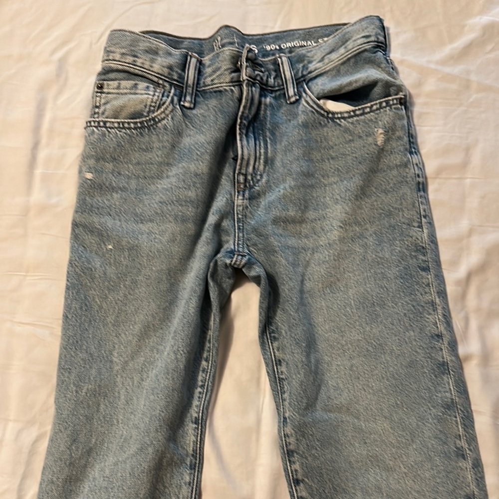 GAP Blue Straight Cut Jeans with Distressed Look